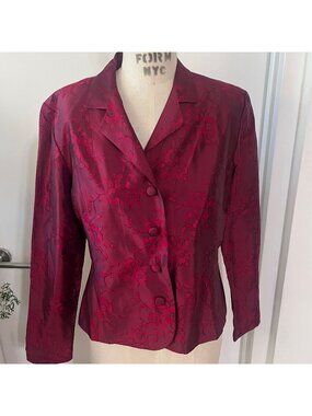 VTG OBERON Silk Jacquard Floral Blazer Size 12